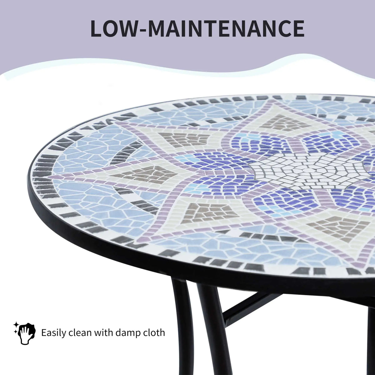 23.6" Mosaic Round Patio Table, Ceramic Tabletop, Multicolor Patio Side Tables at Gallery Canada