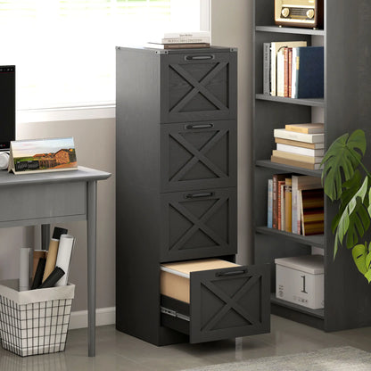 4-Drawer File Cabinet, Vertical Farmhouse, Fits A4, Black Office Cabinets & Cupboards at Gallery Canada