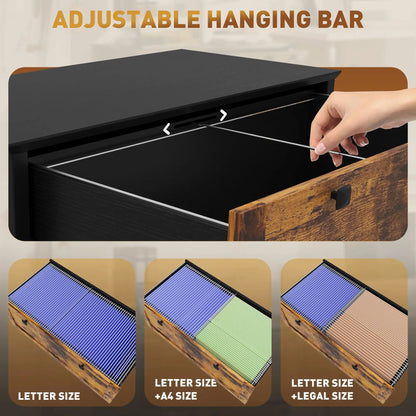 2 Drawer File Cabinet, Lockable, Adjustable Hanging Bar, Letter, A4 Size, Rustic Brown Office Cabinets & Cupboards at Gallery Canada