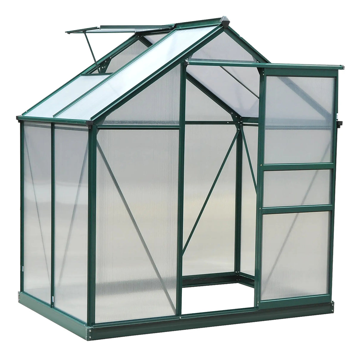 Walk-In Polycarbonate Greenhouse, 6x4 Ft, Slide Door Walk In Greenhouses Green, Clear at Gallery Canada