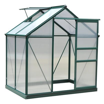 Walk-In Polycarbonate Greenhouse, 6x4 Ft, Slide Door Walk In Greenhouses Green, Clear at Gallery Canada