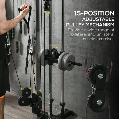 Wall Mount Cable Station, 15 Position Adjustable Dual Pulley, Home Gym Power Towers at Gallery Canada