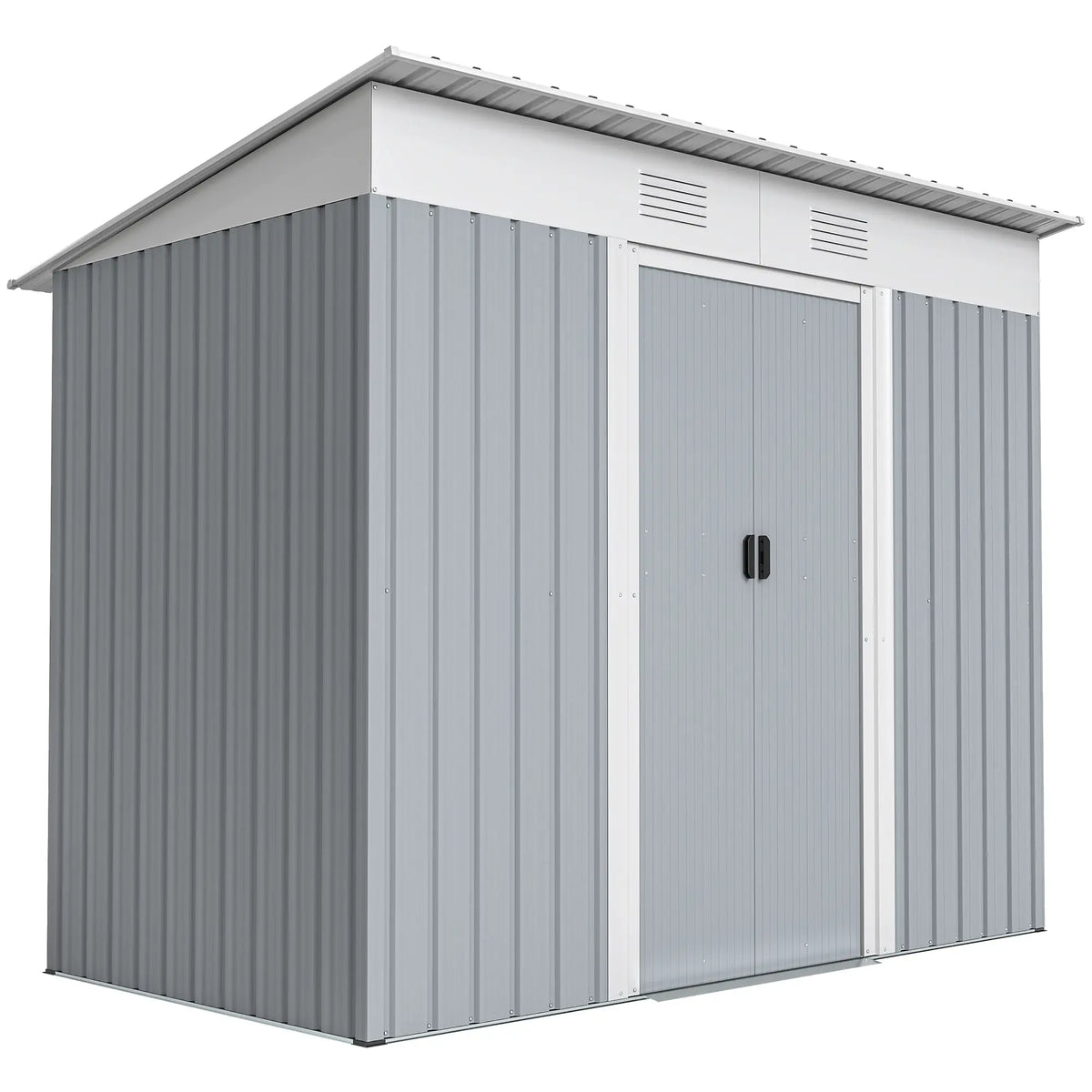 7' x 3.6' Metal Garden Shed, Lockable Sliding Doors, Vents, Grey Sheds at Gallery Canada