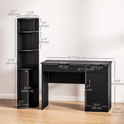 Computer Desk With Bookcase, Adjustable Shelf, Black Computer Desks at Gallery Canada
