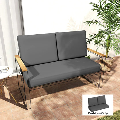 2 Seater 5" Thick Outdoor Seat Cushions, 7" Backrest, Dark Grey Patio Chair Cushions at Gallery Canada