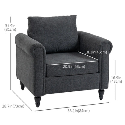 Vintage Armchair, Upholstered Accent Chair, Dark Grey Accent Chairs at Gallery Canada