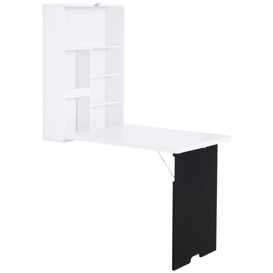 Wall Mounted Fold Out Desk, Space Saving Computer Table, White Black Writing Desks Black and White at Gallery Canada