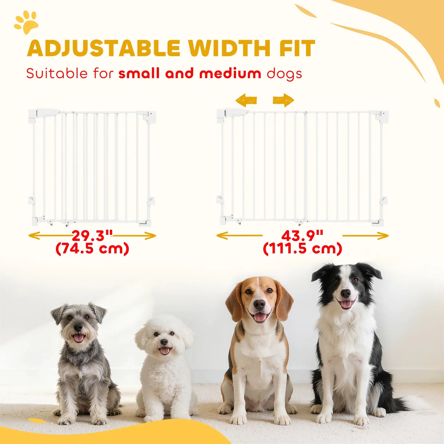 29"-44" Wide Dog Gate, 29" H, Auto-Close, Wall-Mounted Pet Gates at Gallery Canada