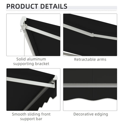 Electric Retractable Awning 10' x 8' With Remote, UV Protection, Black Deck Awnings at Gallery Canada