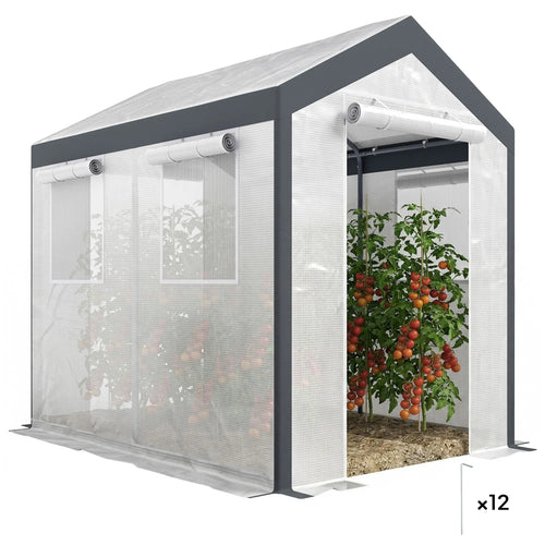 8' x 6' x 7.5' Walk-in Greenhouse, Outdoor Plant Growth Tent, White
