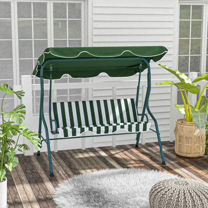 Outdoor Porch Swing, Adjustable Canopy, 3-Seater, Green Patio Swings with Stand at Gallery Canada