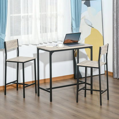 Industrial Bar Table Set, 3 Piece, 2 High Back Stools, Dining Set Bar Sets at Gallery Canada