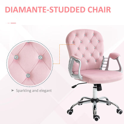 Adjustable Height Office Chair, Tufted Back Computer Desk Chair, Pink Task Chairs at Gallery Canada