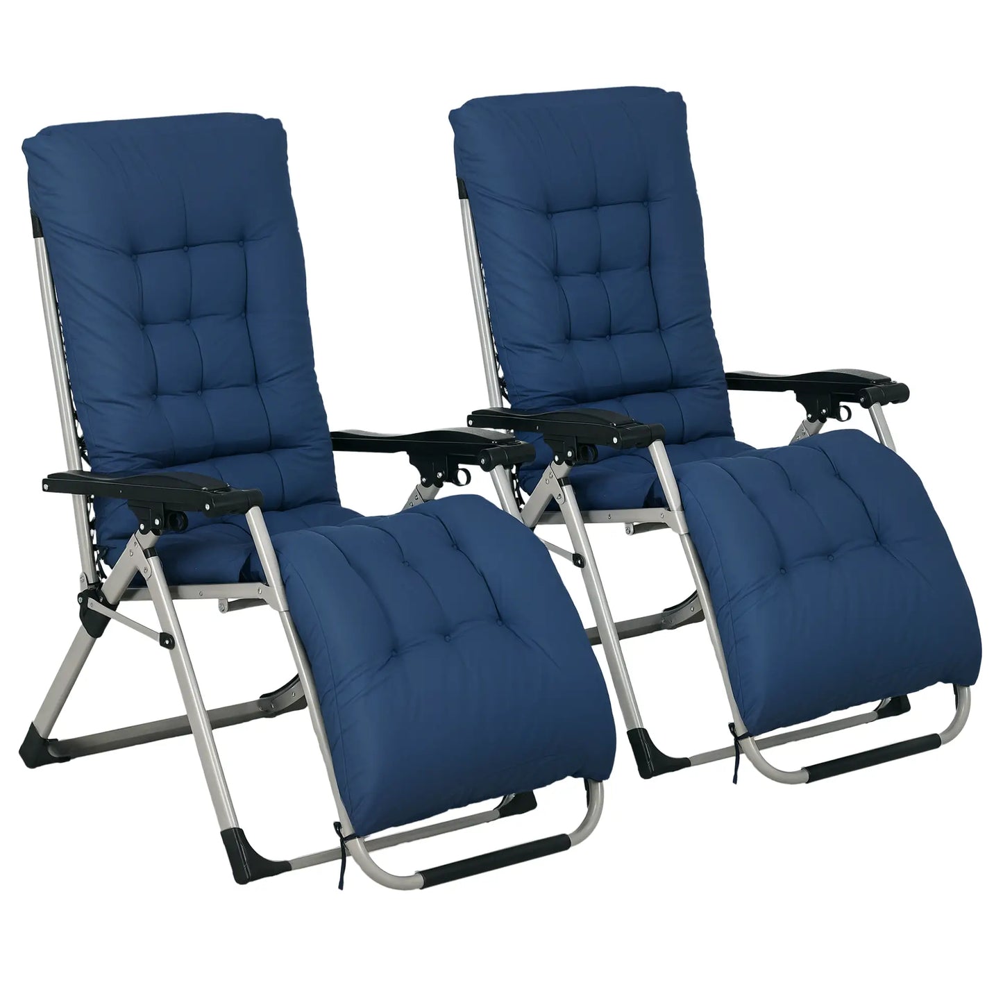 Folding Garden Chairs Set of 2, Reclining Zero Gravity, Dark Blue Lounger Chairs Dark Blue at Gallery Canada