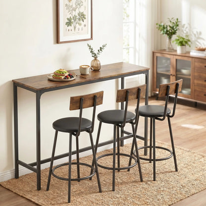Bar Table Set, 4 PU Cushioned Barstools, Rustic Brown Bar Sets at Gallery Canada