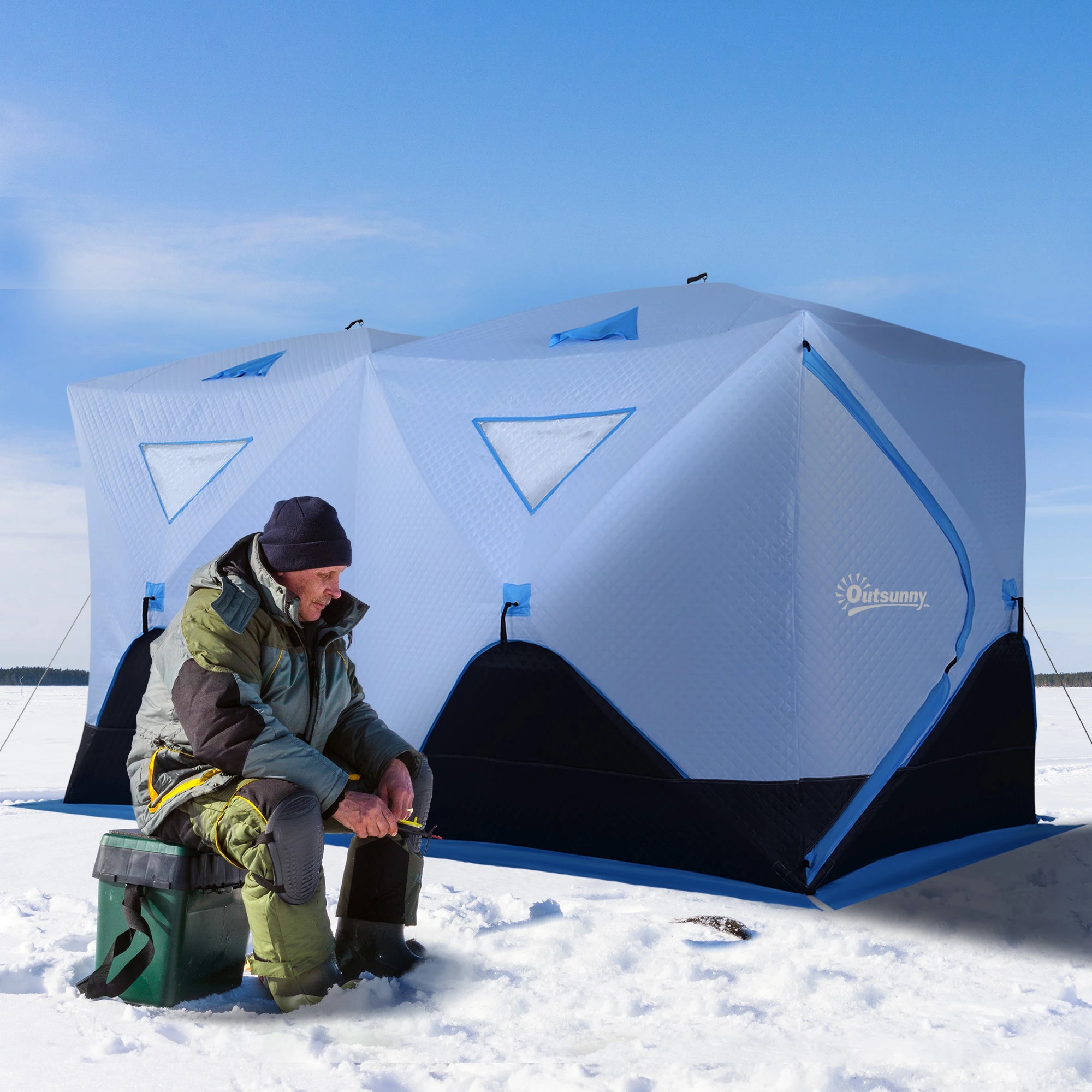 8-Person Insulated Ice Fishing Tent, Ventilation Windows, Carry Bag, -22℉, Blue Ice Fishing Tents at Gallery Canada