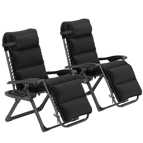 2pcs Zero Gravity Chair, Adjustable Backrest, Folding Sun Lounger, Grey