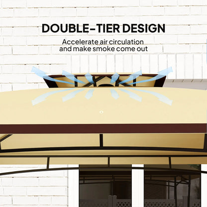 8' x 5' Outdoor Grill Gazebo, Double Tiered, Beige BBQ Grill Gazebos at Gallery Canada