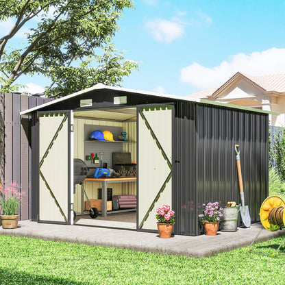 10' x 8' Metal Shed, Heavy Duty Outdoor Storage, Dark Grey Sheds at Gallery Canada
