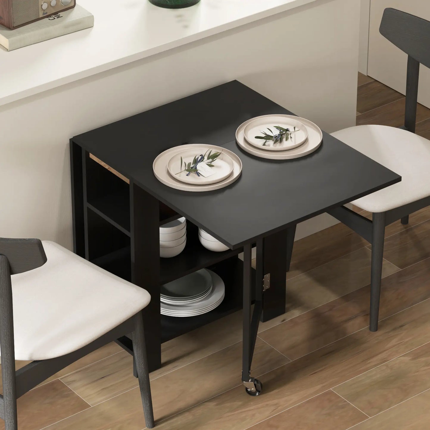Folding Dining Table With Storage, Drop Leaf Kitchen Table, Black Bar Tables & Dining Tables at Gallery Canada