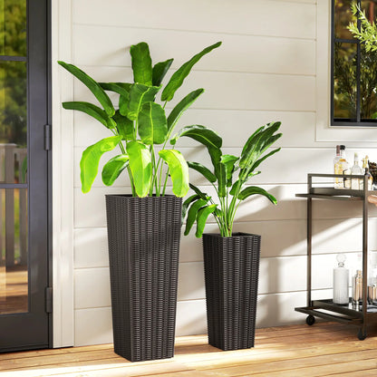 Set of 2 Tall Outdoor Planters with Drainage Holes, Flower Pots for Patio Garden Accessories at Gallery Canada