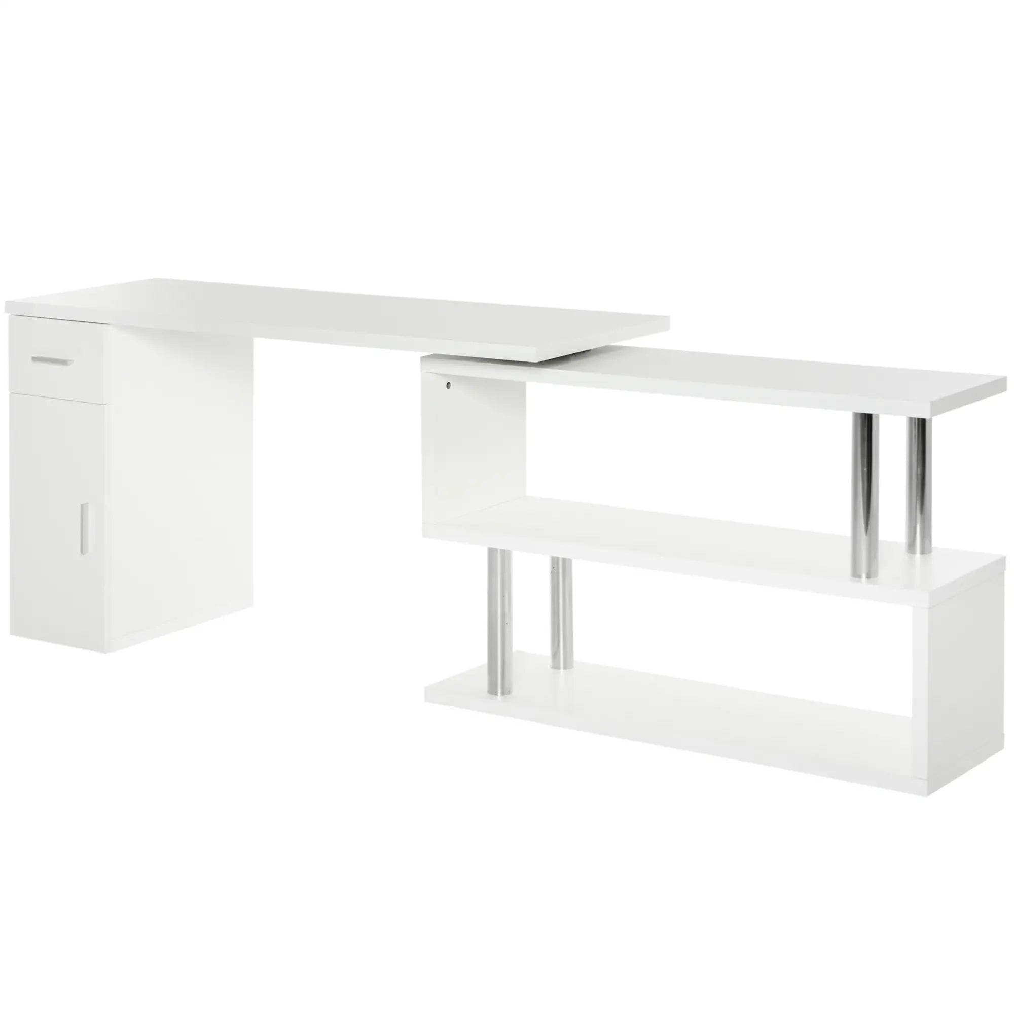 L-Shaped Rotating Computer Desk, White Writing Desks at Gallery Canada