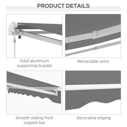 10'x8' Retractable Awning, Remote, Crank Handle, Aluminum Frame, Light Grey Deck Awnings at Gallery Canada