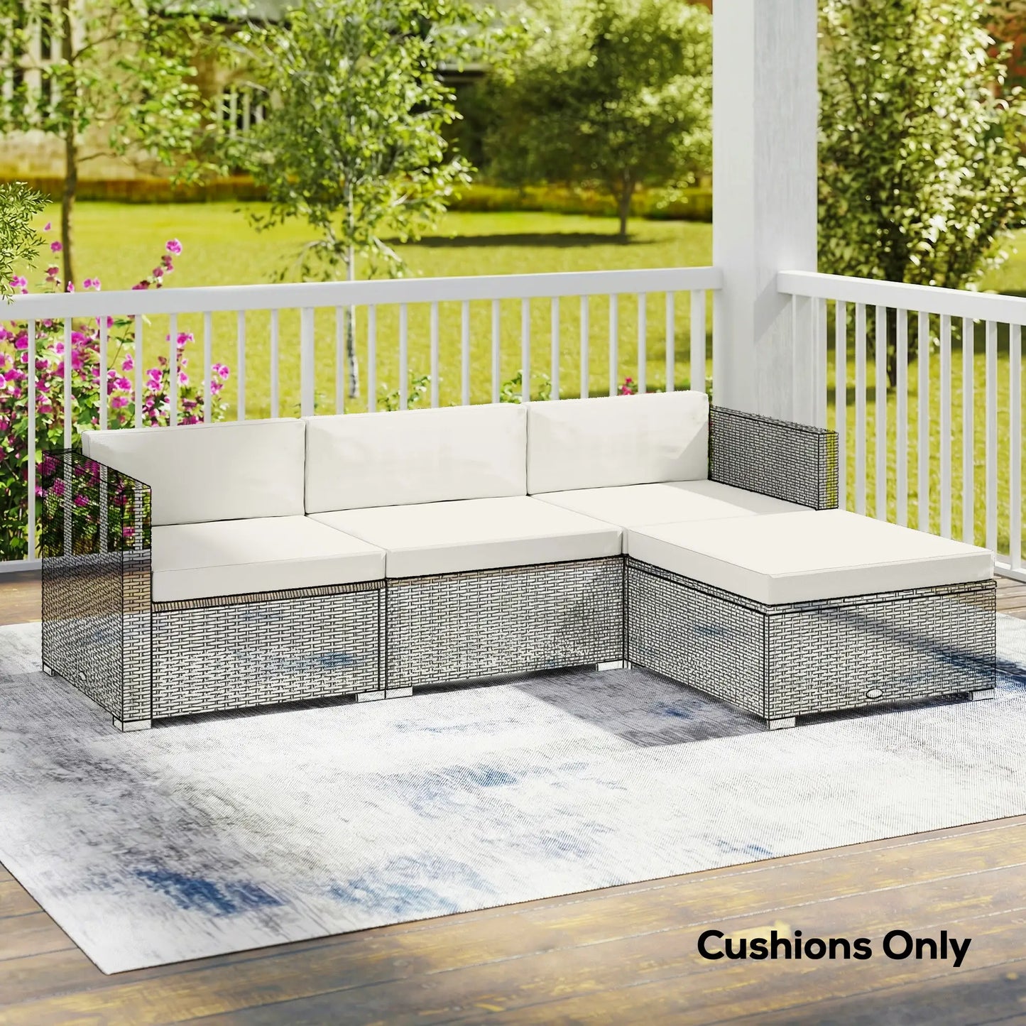 Water-Repellent Patio Loveseat Cushion, 23.6" x23.6", Cream Patio Chair Cushions at Gallery Canada