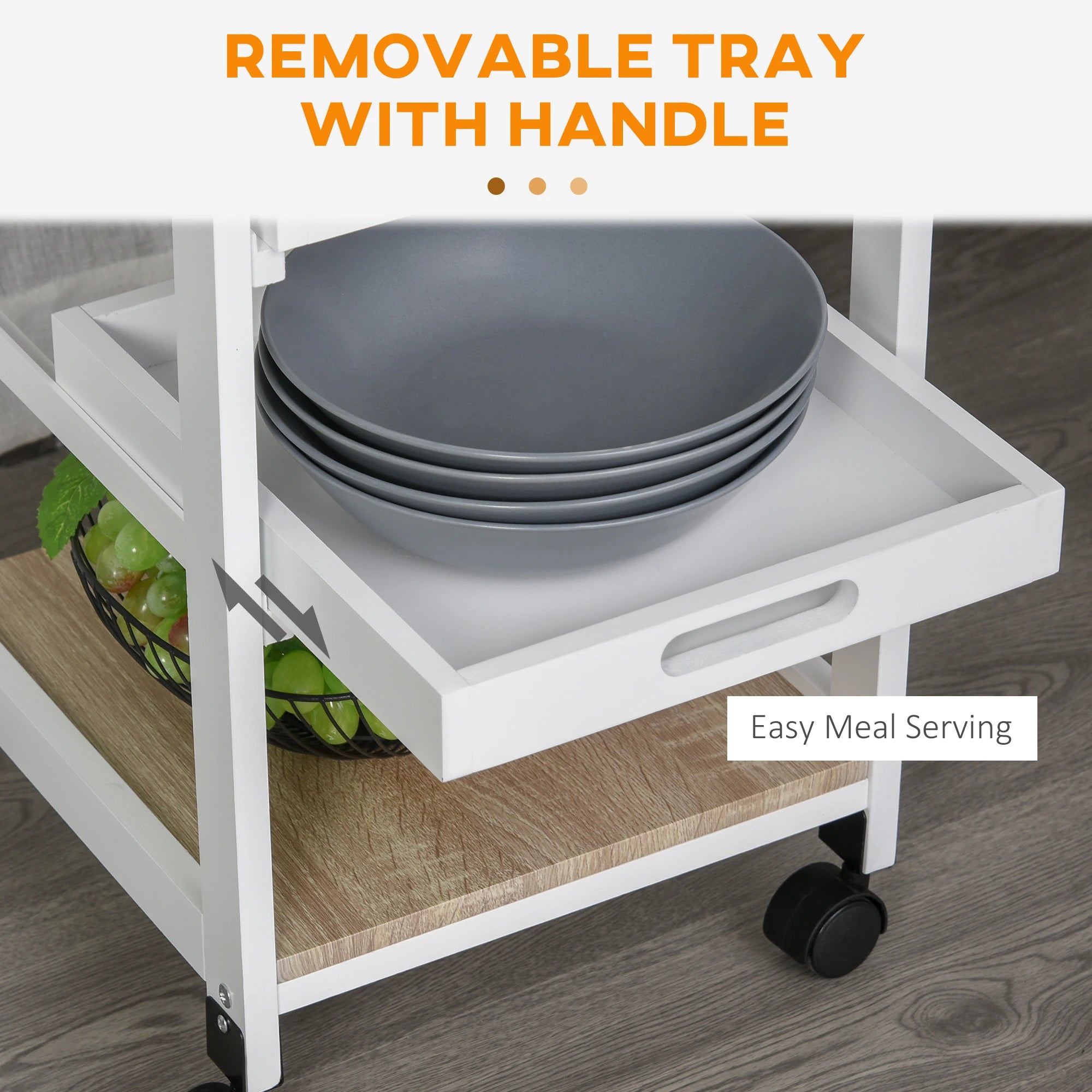 Rolling Kitchen Island Cart, Mobile Storage with Drawer, White Kitchen Islands & Kitchen Carts at Gallery Canada