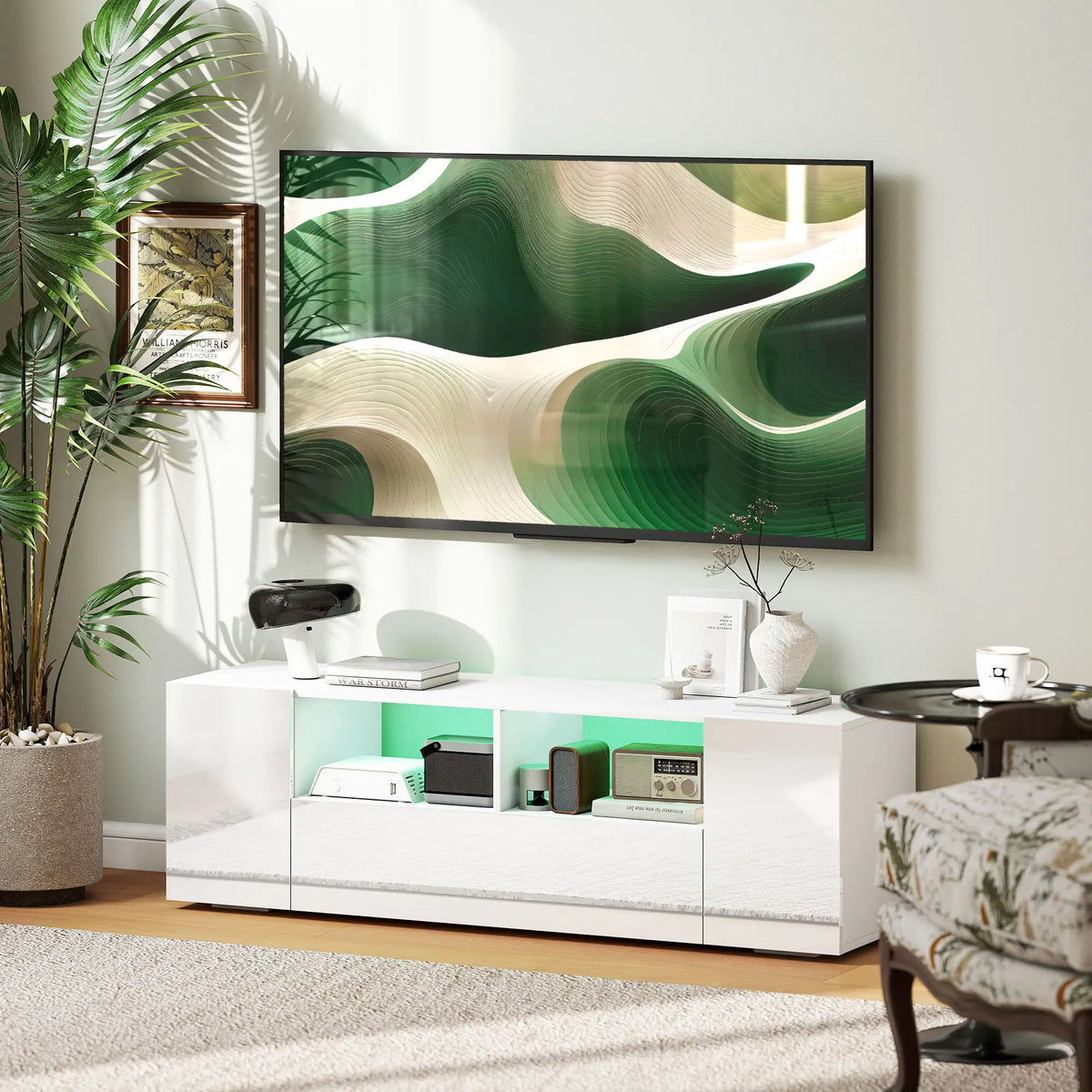 TV Stand for TVs up to 60", 53.9" x 13.8" x 16.5", White TV Stands at Gallery Canada