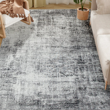 Modern Abstract Area Rug 8x10, Machine Washable, Non-Slip, Grey Living Room Furniture at Gallery Canada