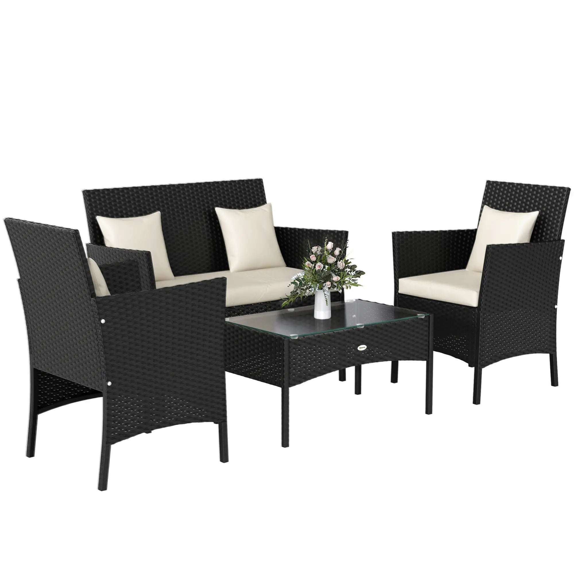 4-Piece Rattan Patio Set, Coffee Table, 22.8