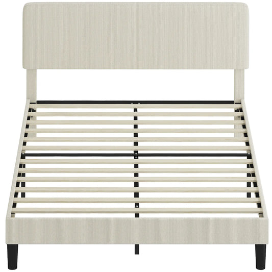 Queen Size Bed Frame, Adjustable Upholstered Headboard, Wood Slat Support, Light Grey Bed Frames Light Grey at Gallery Canada