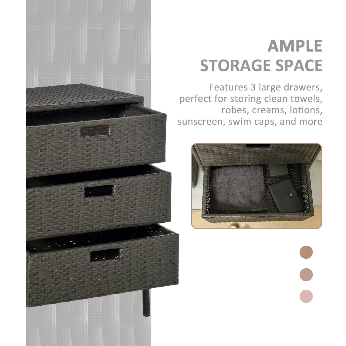 32" Rattan Wicker Patio Storage Cabinet With 3 Drawers Patio Storage Boxes at Gallery Canada
