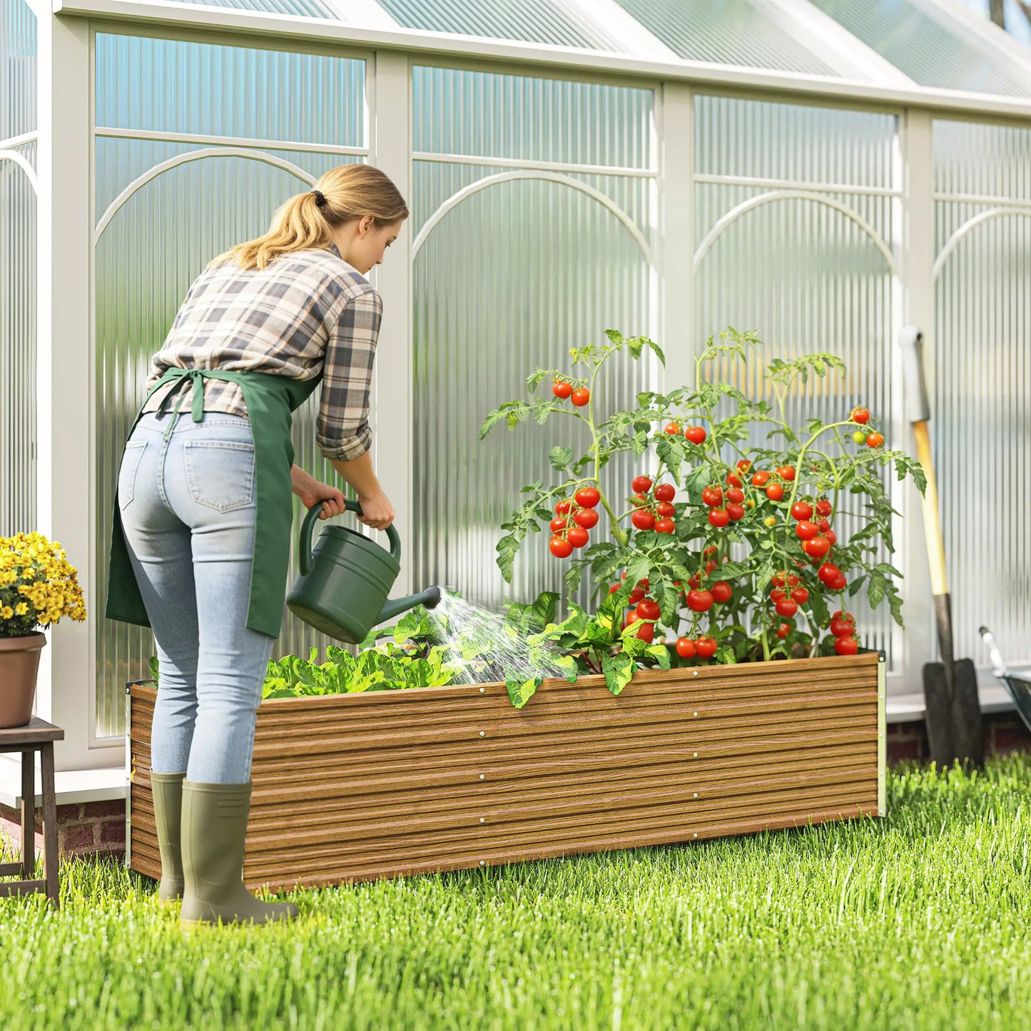 6' x 1.5' x 1.3' Galvanized Raised Garden Bed, Elevated Metal Planter Box, Brown Wood Effect, Brown Galvanized Planter Boxes at Gallery Canada