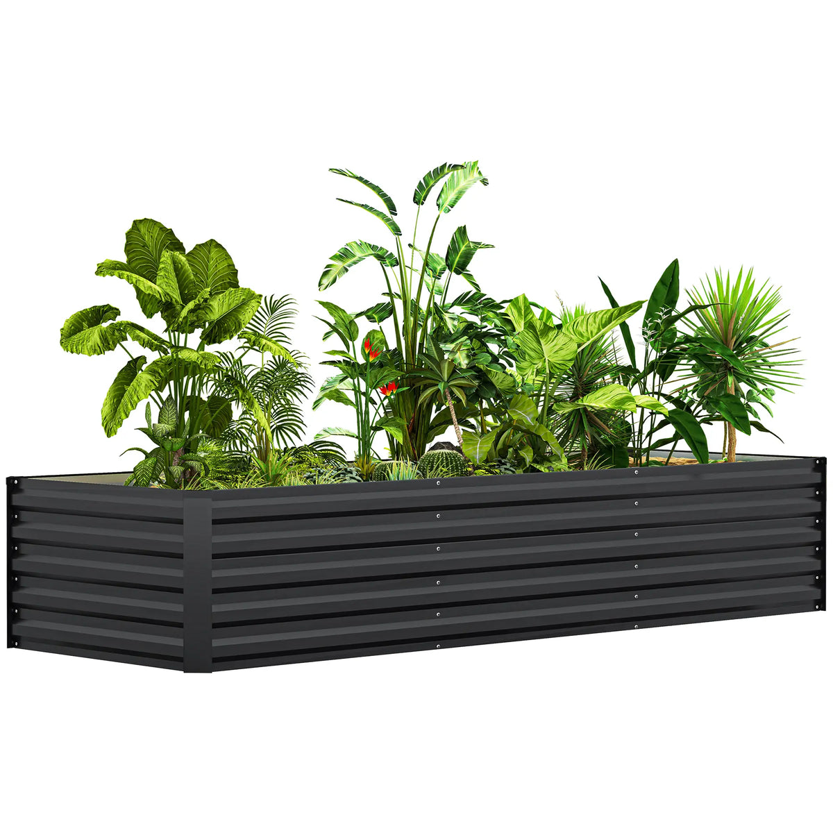 8x2.6x1.5ft Galvanized Raised Garden Bed, Outdoor Planter Box, Dark Grey Raised Garden Beds at Gallery Canada