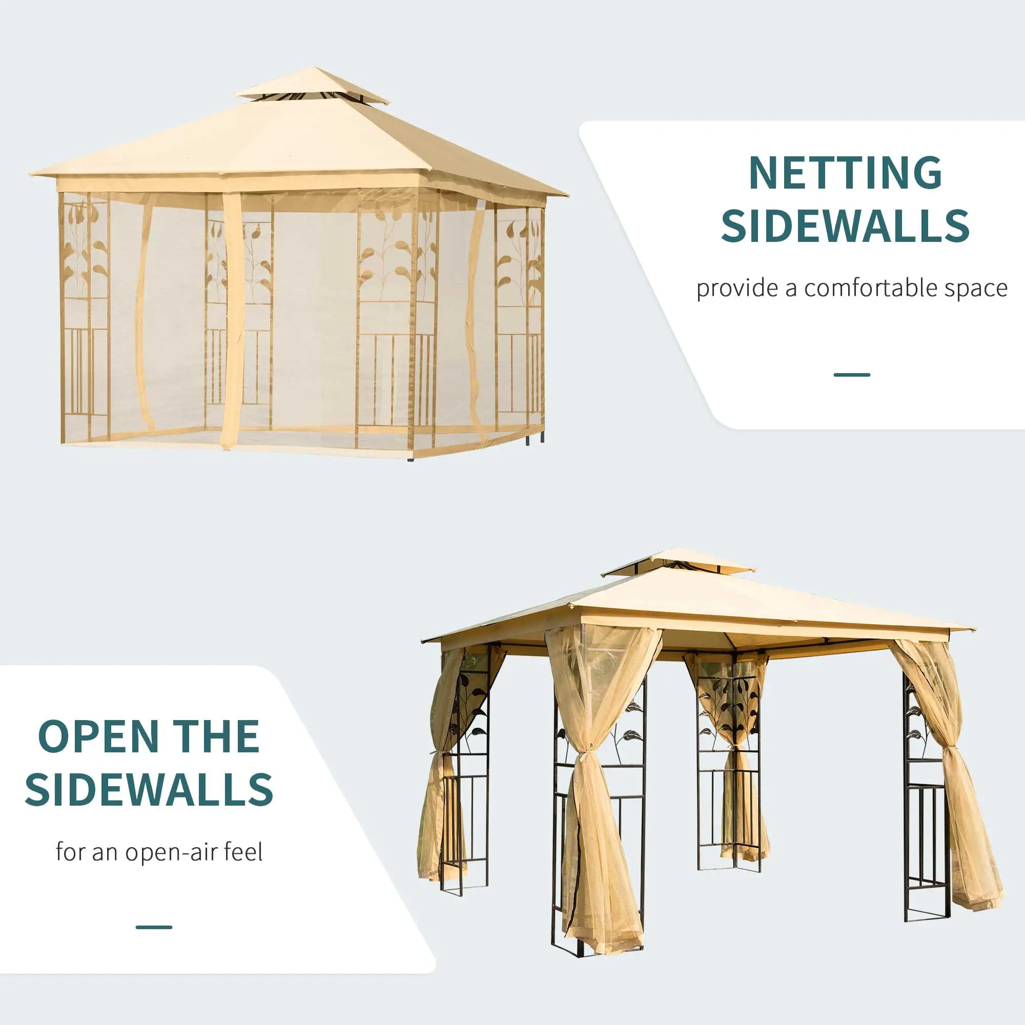 10'X10' Soft Top Steel Patio Gazebo, Outdoor Sun Shelter, Beige Gazebos at Gallery Canada