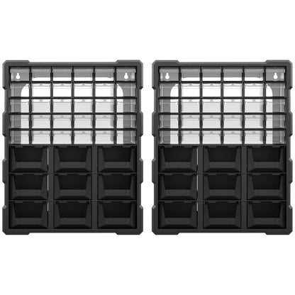 Plastic 39 Drawer Parts Organizer, Wall Mount Storage Cabinet, 2, Black Tool Organizers Black at Gallery Canada