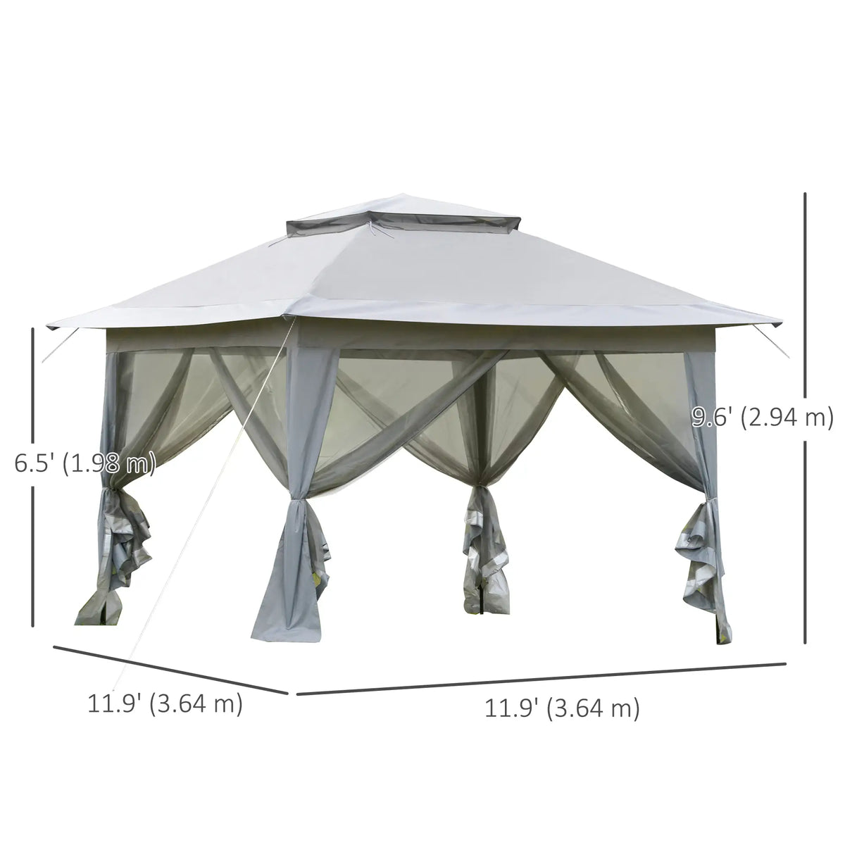 12' X 12' Foldable Pop-Up Party Tent, Light Grey