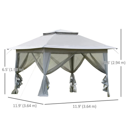 12' X 12' Foldable Pop-Up Party Tent, Light Grey