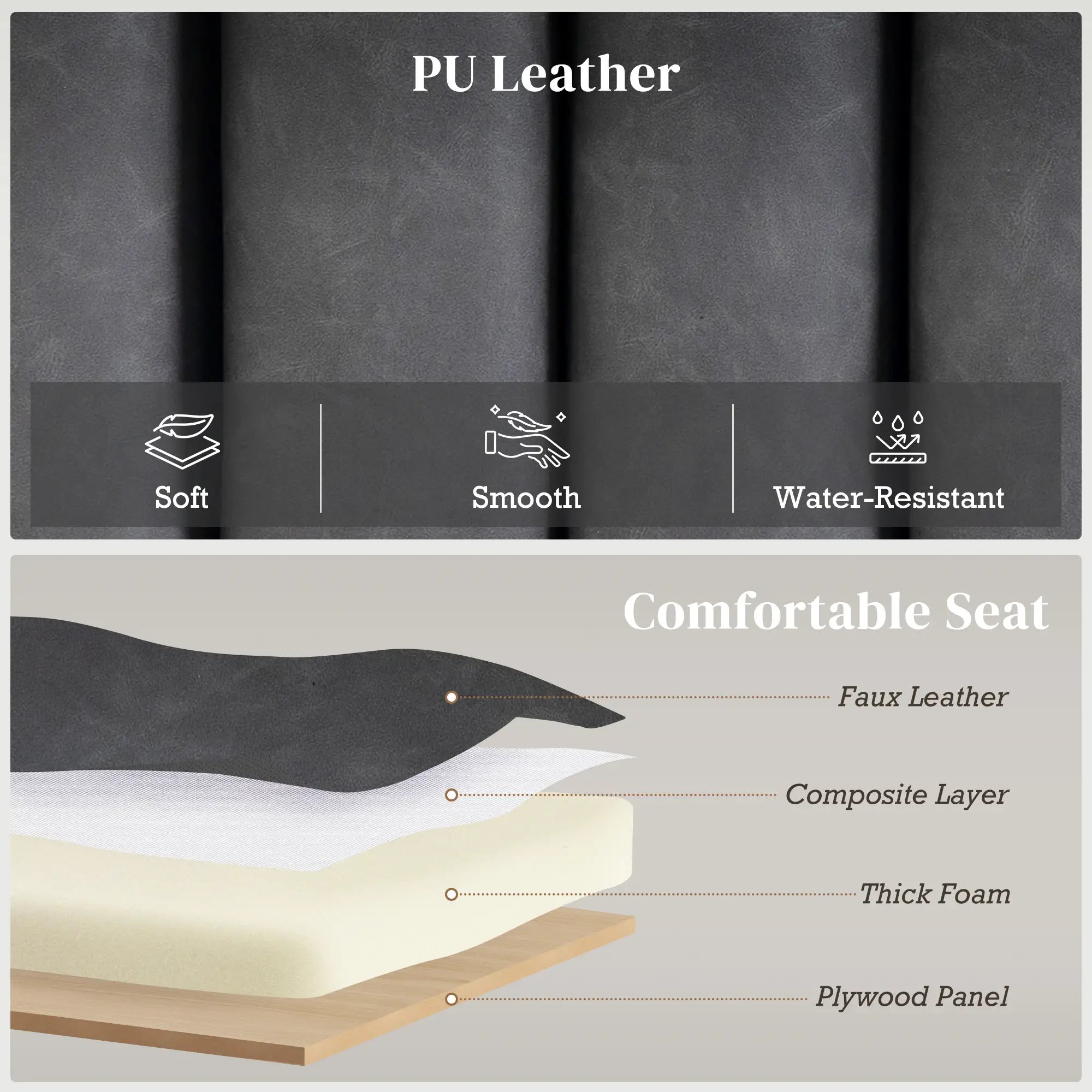 PU Leather Bedroom Bench, Cylindrical Seat, Metal Legs, Black Storage Ottomans & Benches at Gallery Canada