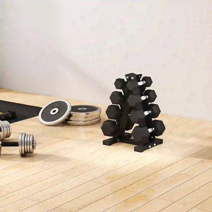 100 LBS Hex Dumbbell Set with Rack, Non-Slip Handles, Rubber Coated Dumbbells & Barbells at Gallery Canada