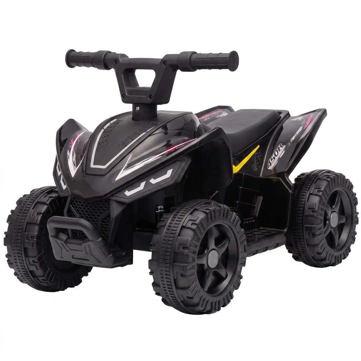 6V Kids ATV, 4 Wheels Quad, Button Control, 45Mins, Black Electric Toy Cars Black at Gallery Canada