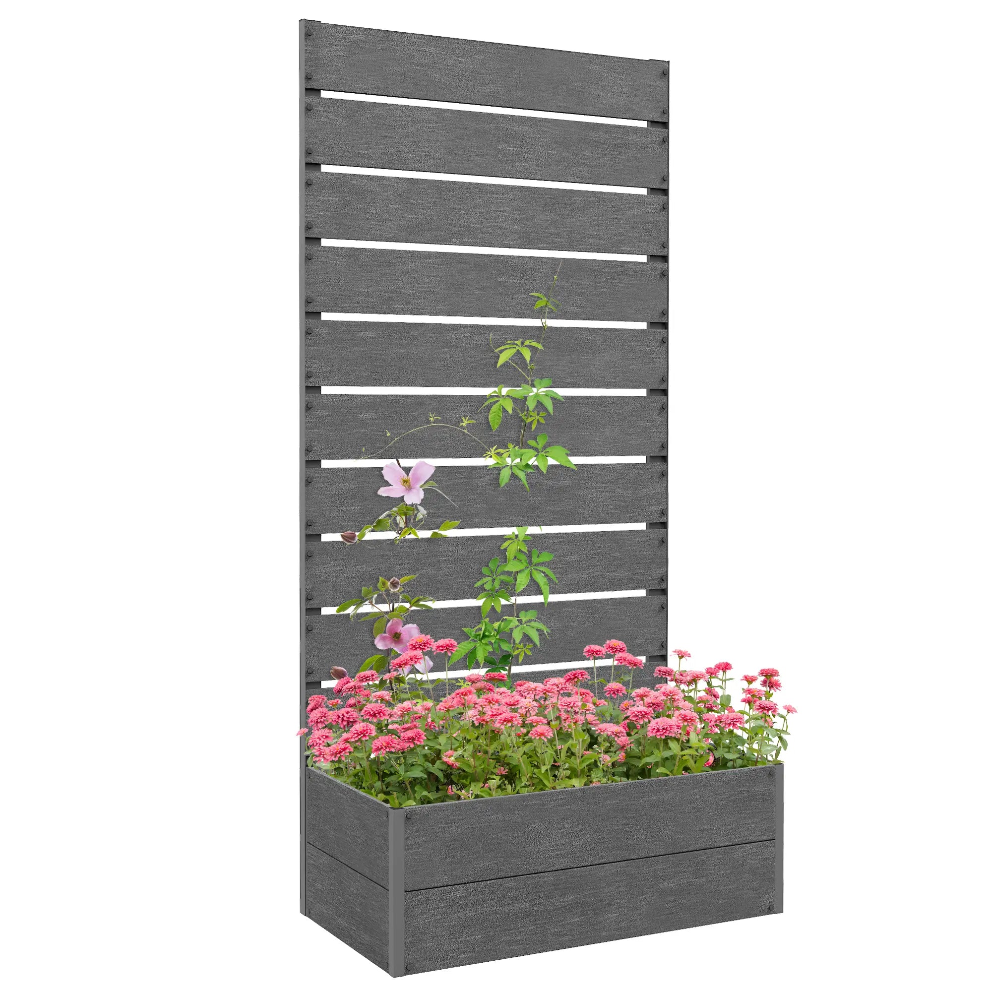 Raised Garden Bed With Trellis, Elevated Planter Box, 28