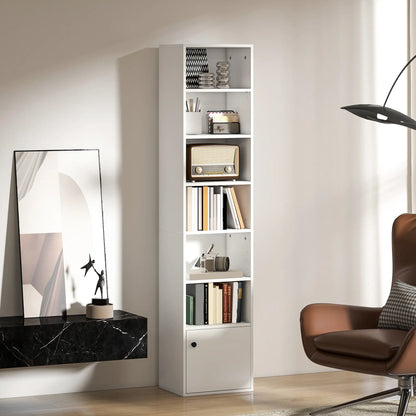 7-Tier Bookcase, Display Shelf with Cabinet, White Display Bookshelves at Gallery Canada