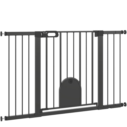 30"-52" Extra Wide Pet Gate, Small Door, 30"H, Black Houses, Kennels & Pens Black at Gallery Canada
