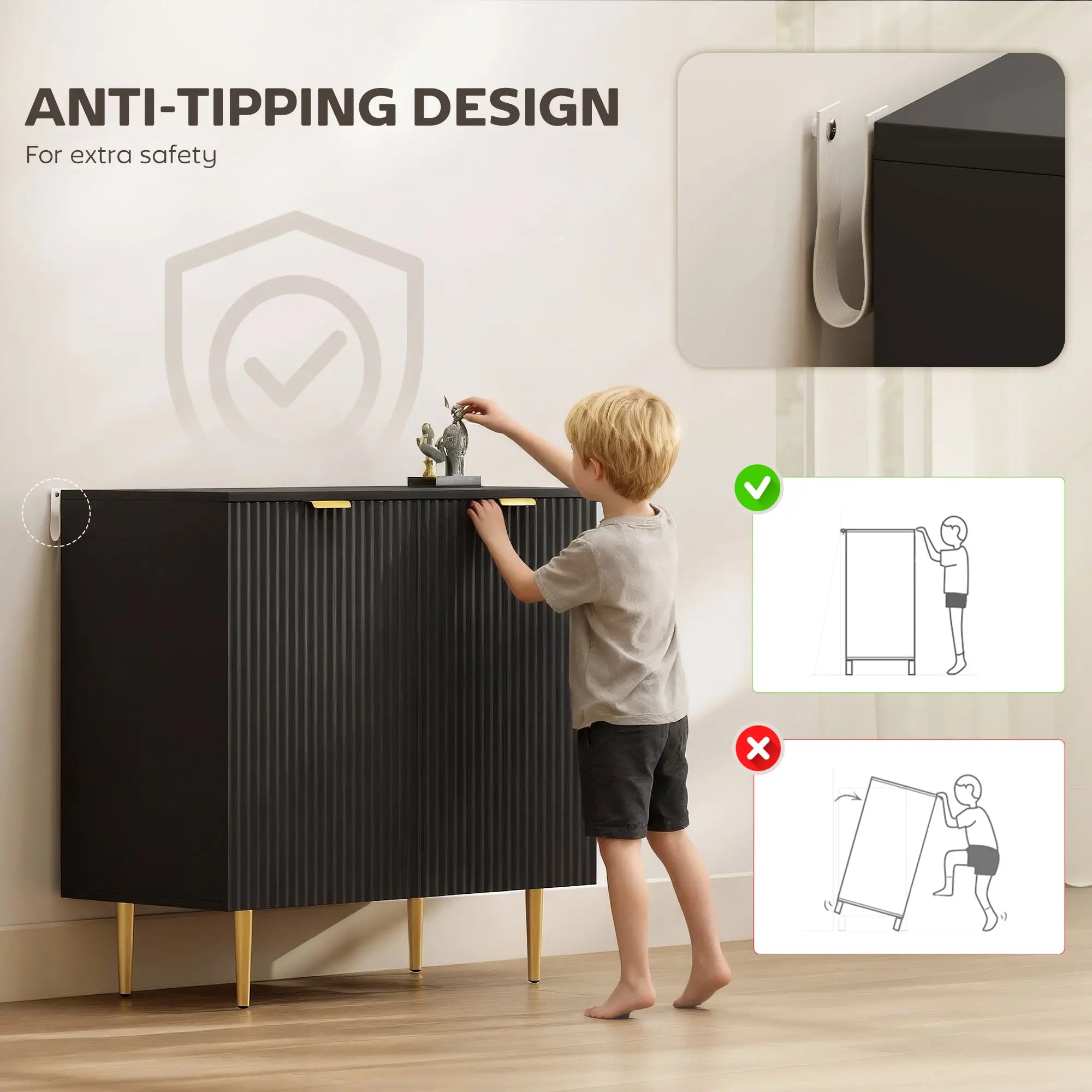 Modern Kitchen Storage Cabinet, Adjustable Shelves, Metal Legs, Black Bar Cabinets at Gallery Canada