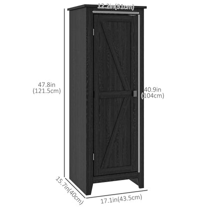 48" Farmhouse Kitchen Pantry Cabinet, Adjustable Shelves, Black