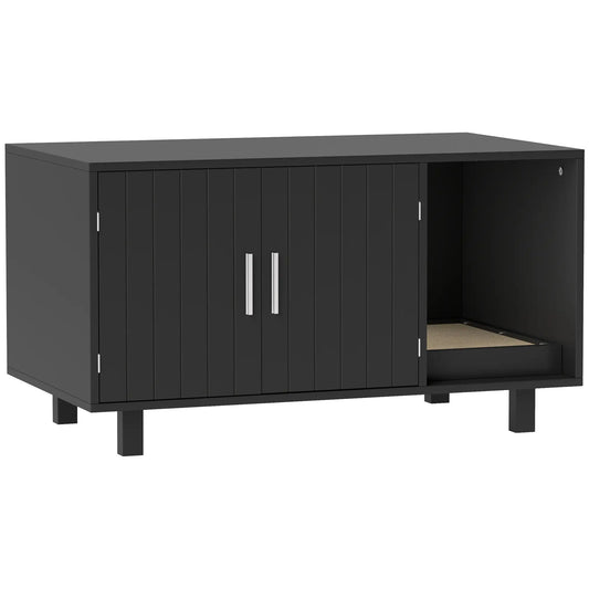 Cat Litter Box Enclosure, End Table with Scratcher, Black Cat Litter Box Enclosures Black at Gallery Canada