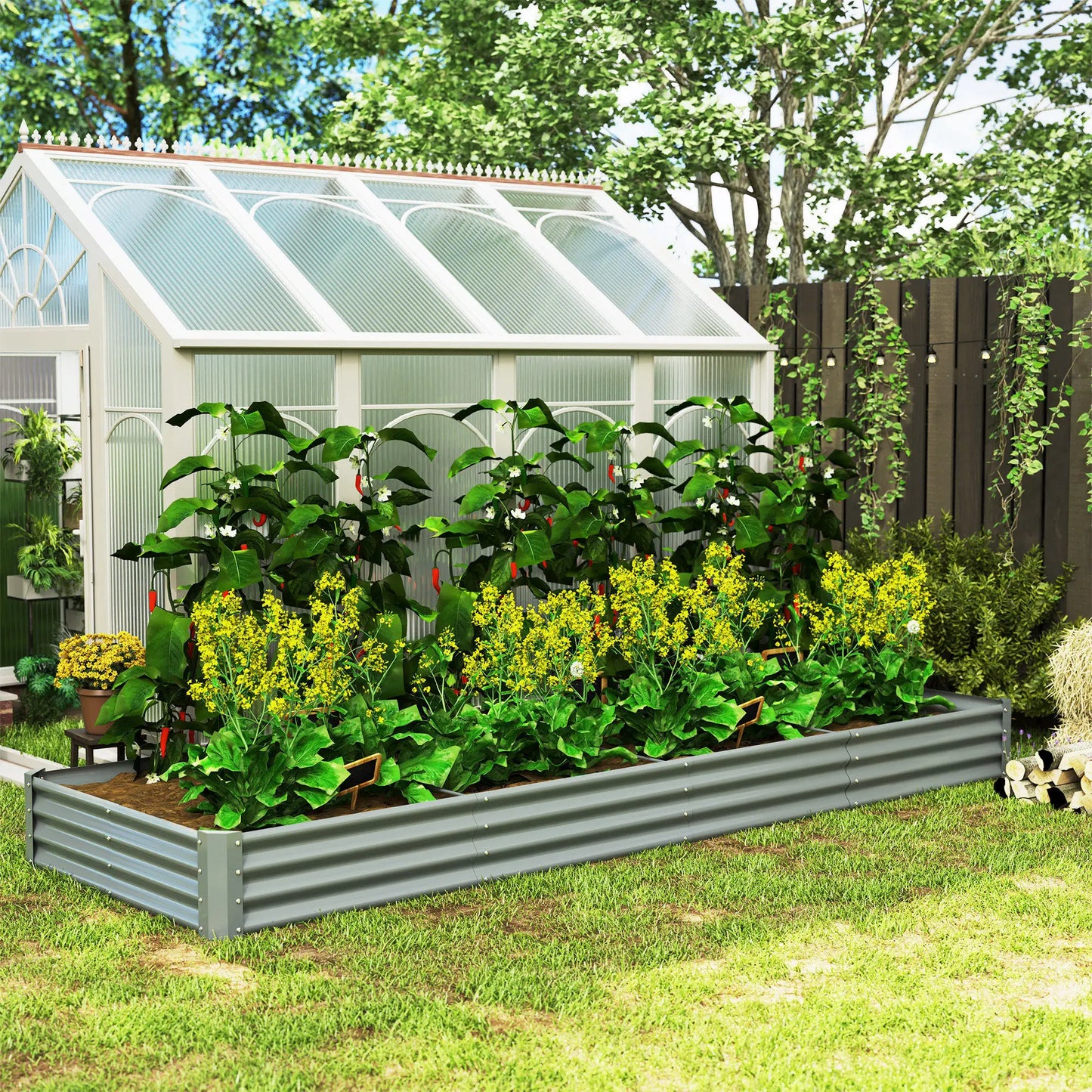 12 x 4 x 1ft Galvanized Raised Garden Bed, Outdoor Planter Box, Silver Raised Garden Beds at Gallery Canada